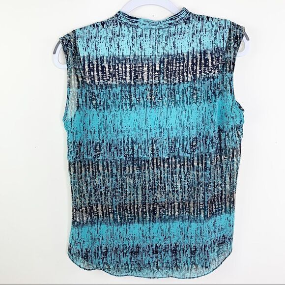 ZOA New York Sleeveless Aqua‎ Print Blouse Sz S - Picture 8 of 12